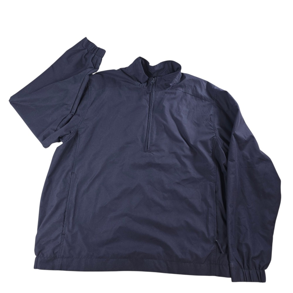 Lands End Quarter Zip Mesh Lined Windbreaker Golf Jacket Navy Blue Medium Mens